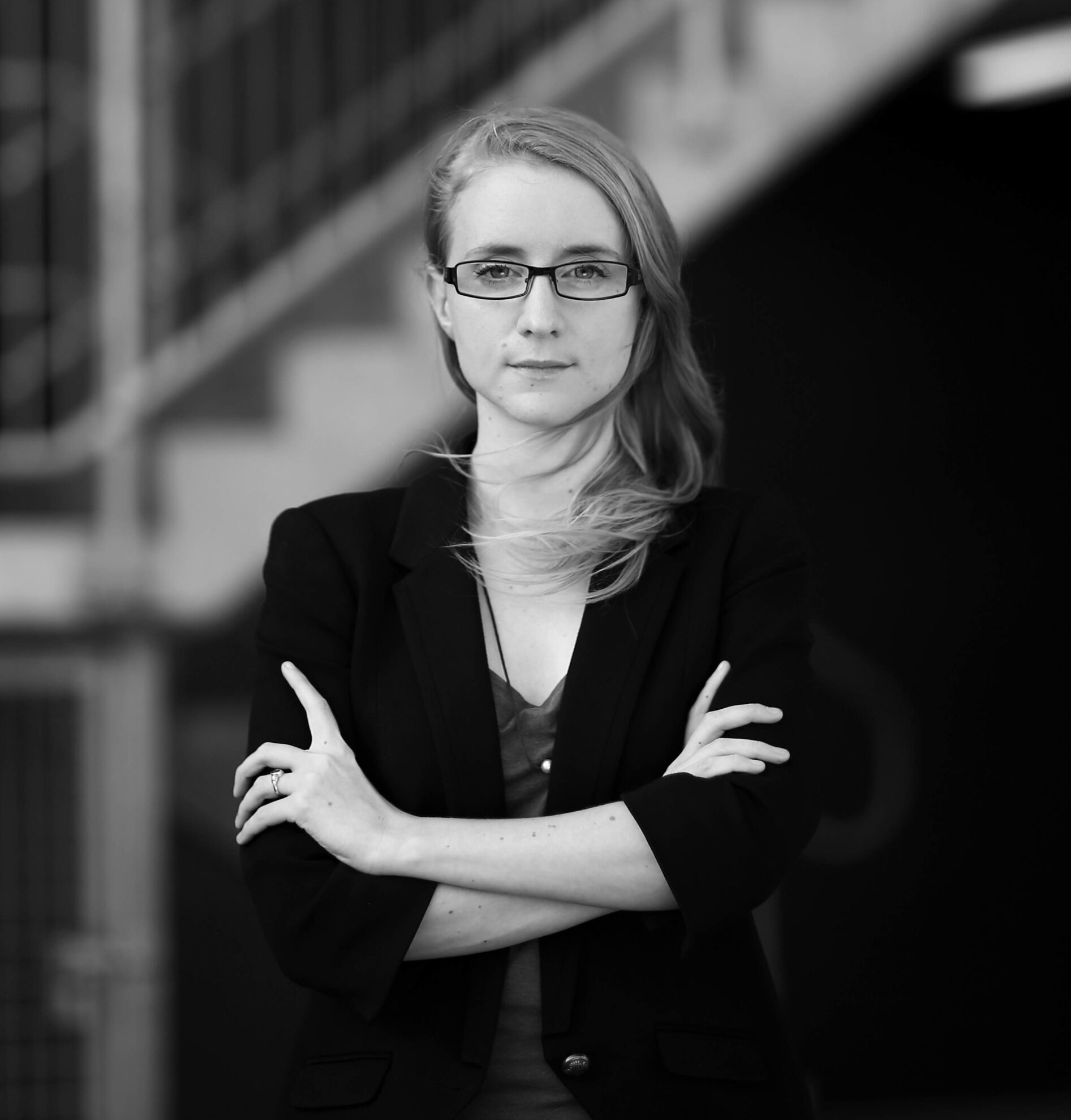 Black and white heaadshot of Heather Fairbairn,